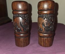 Carved Wooden African Salt and Pepper shakers