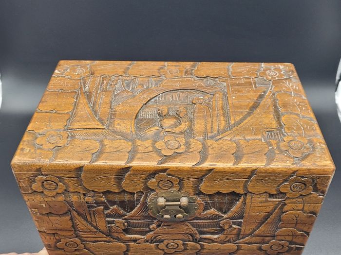 Antique Chinese Carved Wooden Large Box