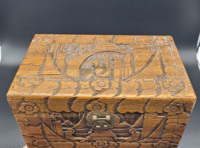 Antique Chinese Carved Wooden Large Box