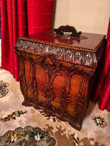 Dark wood storage containers