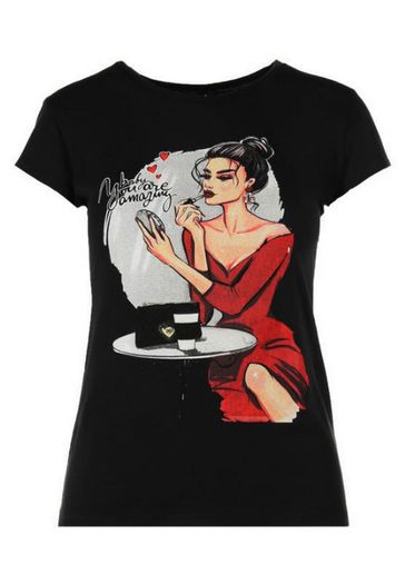 Black T-shirt with a Lady in Red size 12