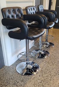 Set of 3 black leather effect bar stools
