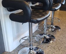 Set of 3 black leather effect bar stools