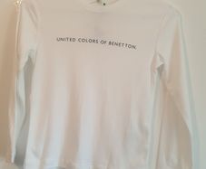 United Colors Of Benetton Girls White Long Sleeve Top With Logo Age 6-7 NWT