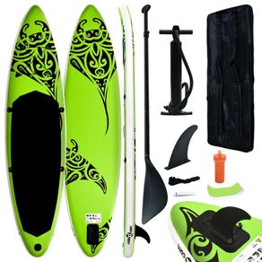 Inflatable Stand Up Paddleboard Set 305x76x15 cm Green