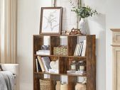 Bookcase 8 compartments whiteE bookshelf, room divider shelf, wooden stand shelf with open compartments, display case for living room, bedroom, children's room and office, 97.5 x 100 x 30 cm (W x H x D), White