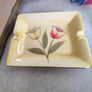 Tulip Rectangle Ceramic Plate Handmade and painted ashtray. Image 5
