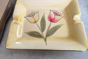 Tulip Rectangle Ceramic Plate Handmade and painted ashtray.