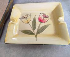 Tulip Rectangle Ceramic Plate Handmade and painted ashtray.