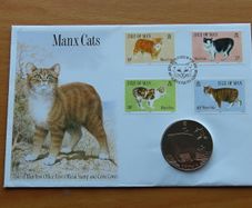Isle of Man Manx Cat 1988 stamps crown coin cover
