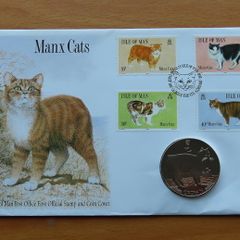 Isle of Man Manx Cat 1988 stamps crown coin cover