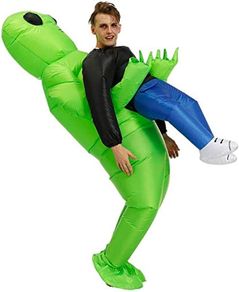 Alien Costume for Adult Space Blow up Alien Holding Human Costume Halloween Party Costume Funny Cosplay Fancy Dress (FREE SHIPPING)