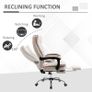 Office Chair Microfibre Desk Chair with Reclining Function Armrests Swivel Wheels Footrest Beige Image 3