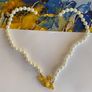 Saturn Pearl Necklace, Pearl Necklace,Gold and Silver color Image 3