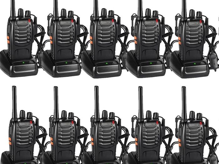 FREE EXPRESS SHIPPING 10pcs Two-Way Radio Walkie Talkies-Long Range Walkie Talkie 16CH Single Band LED Light Voice Prompt with Original Earpieces for Field Survival Biking and Hiking
