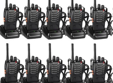 FREE EXPRESS SHIPPING 10pcs Two-Way Radio Walkie Talkies-Long Range Walkie Talkie 16CH Single Band LED Light Voice Prompt with Original Earpieces for Field Survival Biking and Hiking