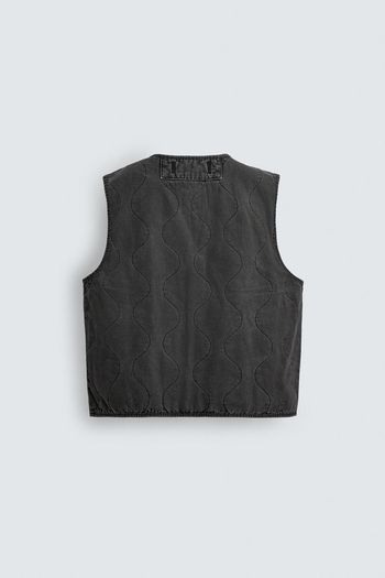 Zara Washed Topstitched Waistcoat