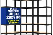 Set of 3 Heavy Duty Corner Shelving Units 2625kg Capacity