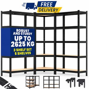 Set of 3 Heavy Duty Corner Shelving Units 2625kg Capacity