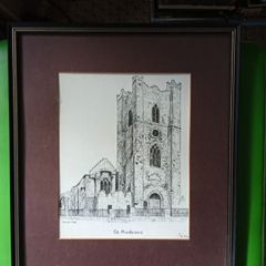 Limited edition framed drawing of old st Audeon's church Dublin. By Sheelagh Duff