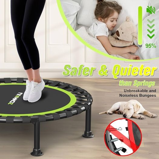 Foldable Mini Trampoline, 40''/48'' Rebounder Trampoline for Adults & Kids, 440lbs Capacity Indoor Fitness Workout Exercise Equipment'