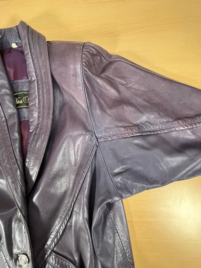 Vintage Italian Vera Pelle Leather Jacket Womens Small - Burgundy -Shoulder Pads