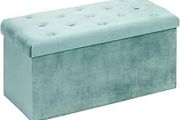 Folding Velvet Ottoman Storage Bench,Footrest Stool Seat,Toy Chest Storage Box with Lid,Footstool for Living Room,Green,80x40x40cm