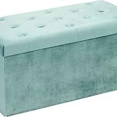 Folding Velvet Ottoman Storage Bench,Footrest Stool Seat,Toy Chest Storage Box with Lid,Footstool for Living Room,Green,80x40x40cm