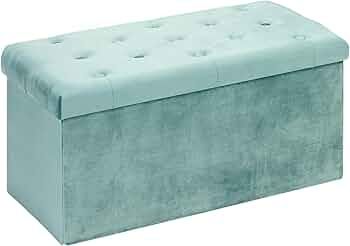 Folding Velvet Ottoman Storage Bench,Footrest Stool Seat,Toy Chest Storage Box with Lid,Footstool for Living Room,Green,80x40x40cm