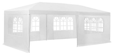 3 x 6 m Party Garden Waterproof Marque Gazebo Tent Marquee with 6 Sides Panels, White
