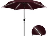 Parasol with LED Lights and Aluminium Pole 300 cm Bordeaux Red