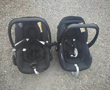 2 maxi cosi car seats and iso fix bases