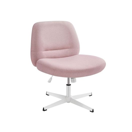 Modern Office Chair  Wide Seat, Cross Base, and Adjustable Height in Grey, Whit