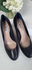 DUNE Navy Round Toe High Heels Sz 41 (Fit 8-8.5UK)