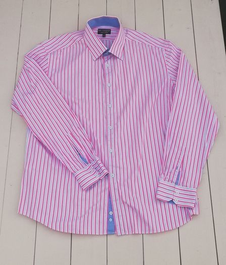 Marks and Spencer Autograph mens striped pure cotton long sleeve shirt 2-3xl size