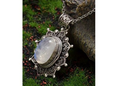 Vintage Style Necklace with a Moon Stone - nice gift