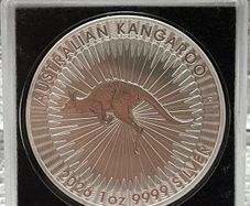 1oz Fine 9999 Silver Bullion Kangaroo 2026 coin.
