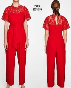 ZARA red jumpsuit with lace
