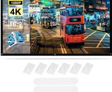 120'' Portable Projector Screen HD 16:9 White 120 Inch Foldable Diagonal Projection Screen Home Theater for Wall Projection Indoors Outdoors