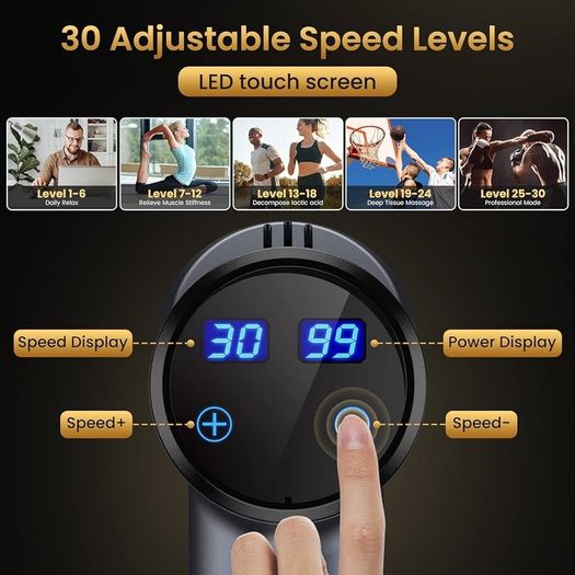 NEW SALE | Massage Gun, Powerful Massage Gun Deep Tissue Massager, 30 Speeds Muscle Massage Gun with 8 Heads, LCD Display