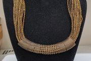 Gold Multi-Strand Beaded Statement Necklace