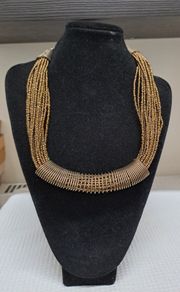 Gold Multi-Strand Beaded Statement Necklace
