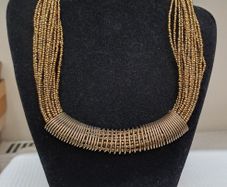 Gold Multi-Strand Beaded Statement Necklace