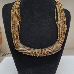 Gold Multi-Strand Beaded Statement Necklace