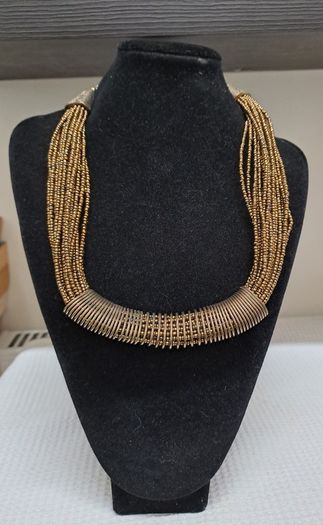 Gold Multi-Strand Beaded Statement Necklace