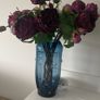 Blue Glass Face Vase & Peony Roses Image 5