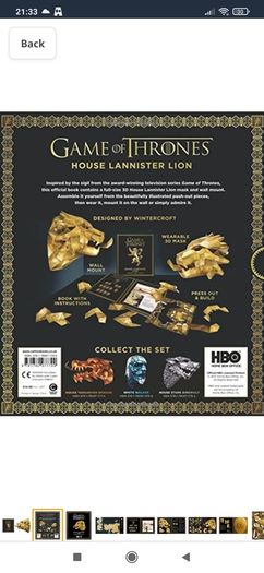Game of Thrones Mask: The House Lannister Lion