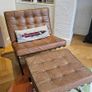 Midcentury modern Barcelona Chair Replica with Footstool Image 2