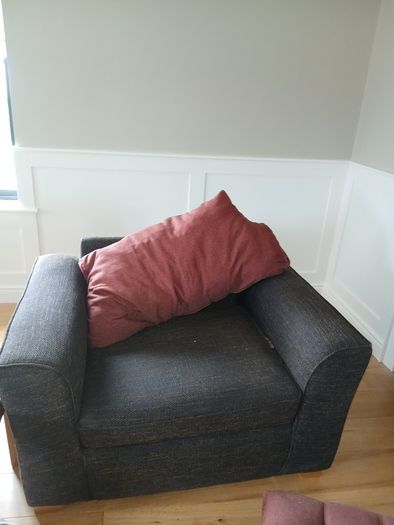 Corner sofa. Armchair and footstool