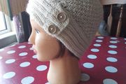 Hand Knit Cream Aran Weight Ladies Hat